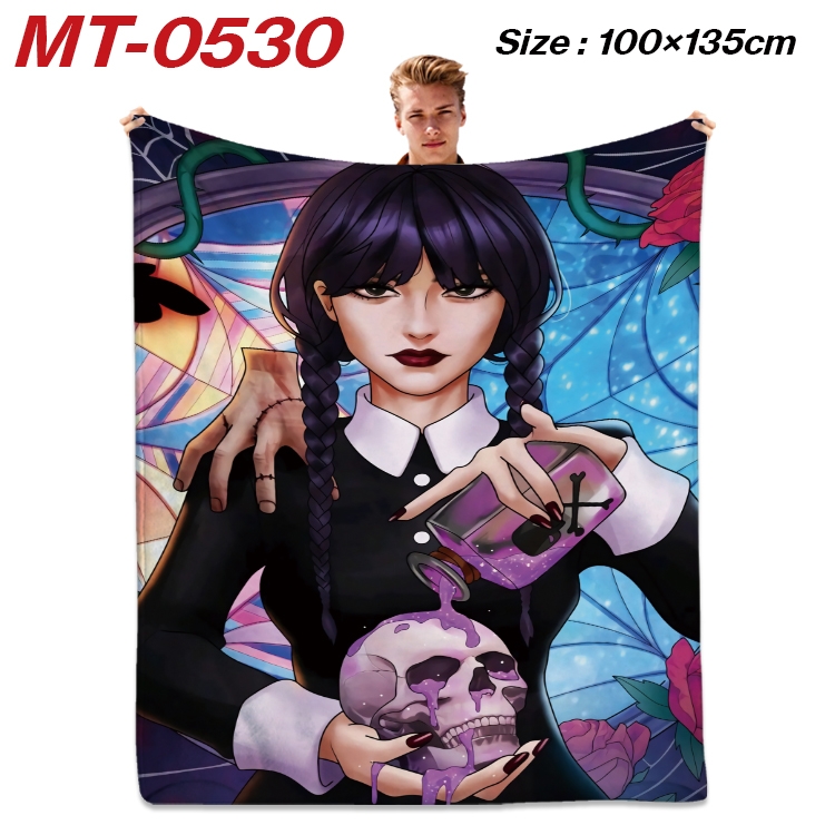 TheAddamsFamily Anime flannel blanket air conditioner quilt double-sided printing 100x135cm MT-0530