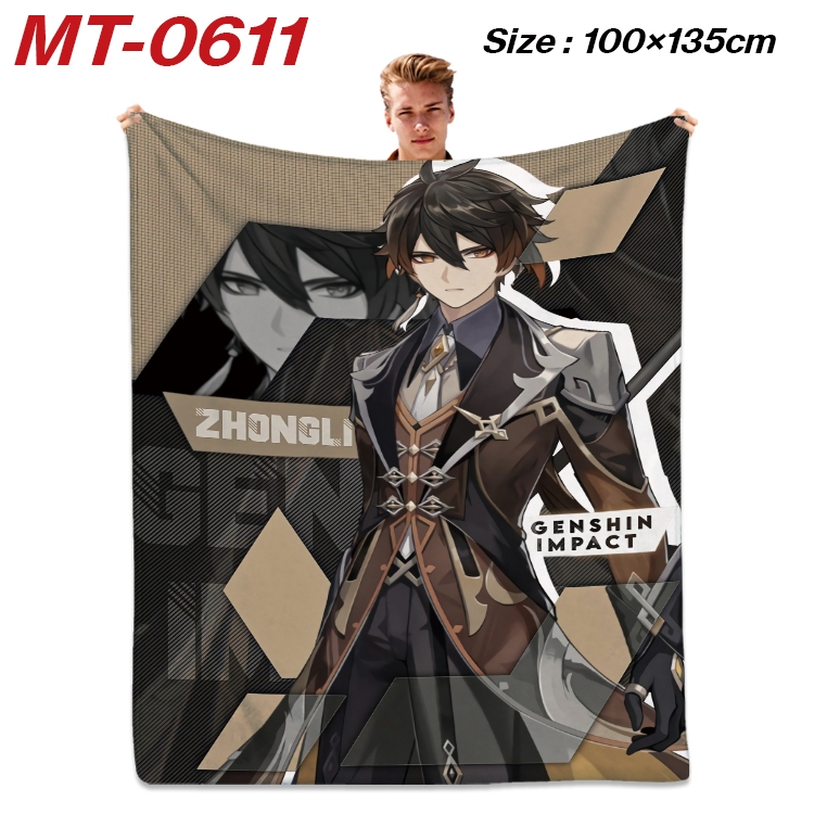 Genshin Impact  Anime flannel blanket air conditioner quilt double-sided printing 100x135cm MT-0611