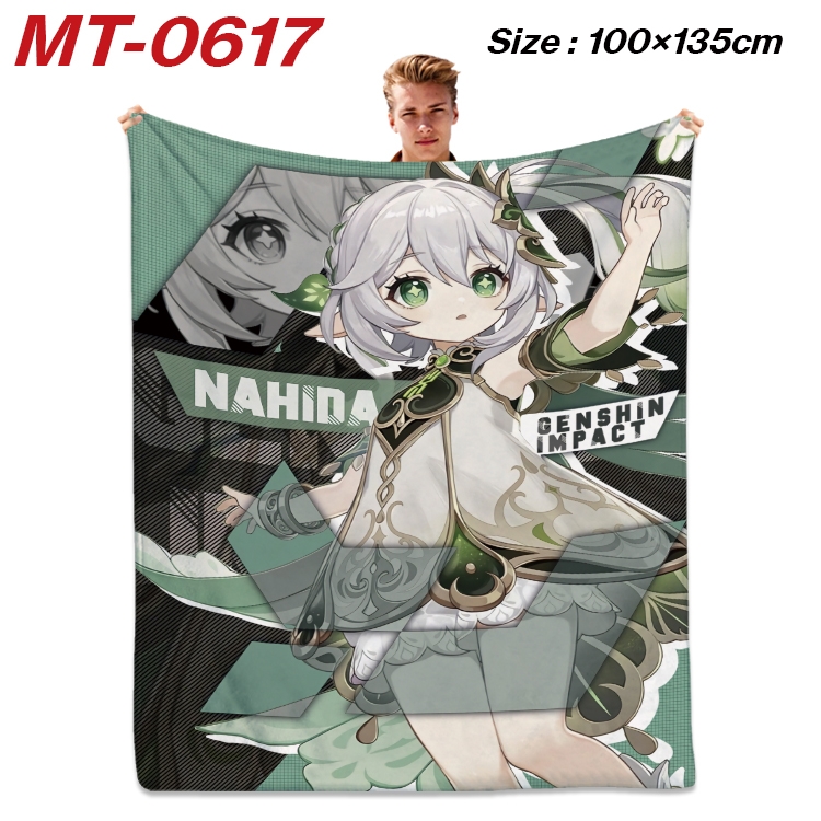 Genshin Impact  Anime flannel blanket air conditioner quilt double-sided printing 100x135cm MT-0617