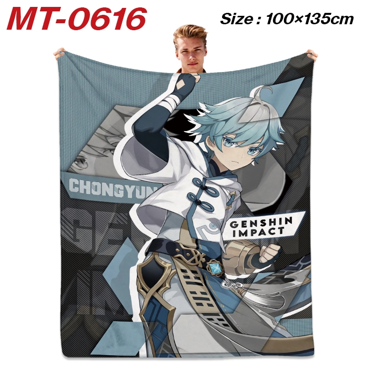Genshin Impact  Anime flannel blanket air conditioner quilt double-sided printing 100x135cm MT-0616