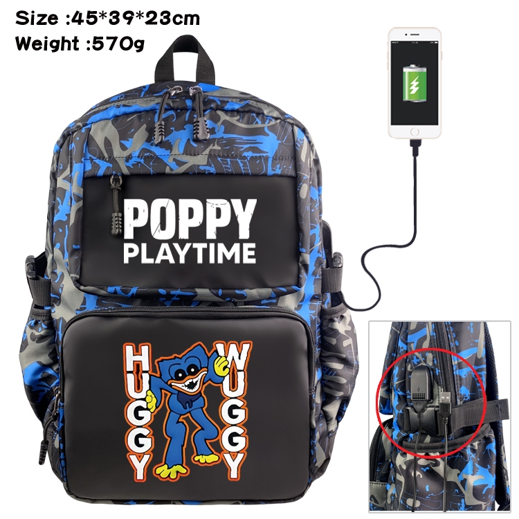 Poppy Playtime Anime waterproof nylon camouflage backpack School Bag 45X39X23CM