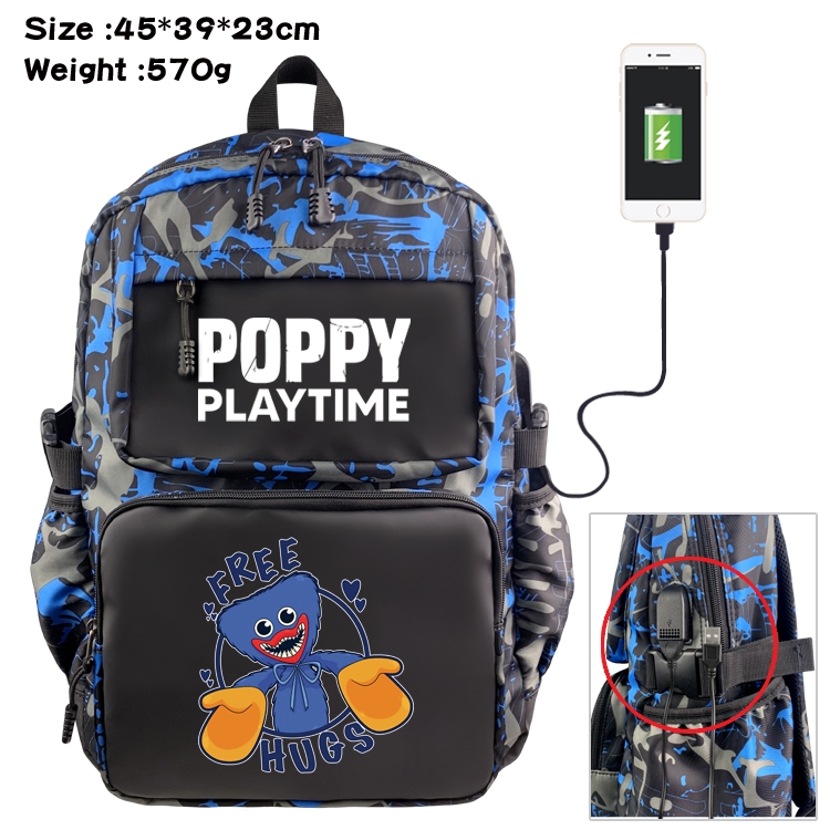 Poppy Playtime Anime waterproof nylon camouflage backpack School Bag 45X39X23CM