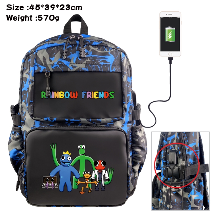 Rainbow Friend Anime waterproof nylon camouflage backpack School Bag 45X39X23CM