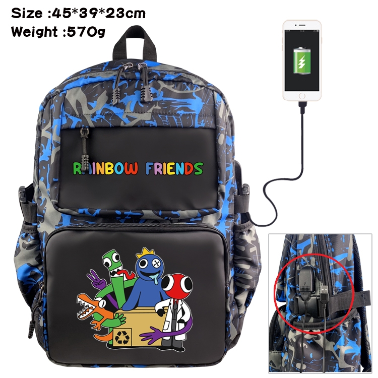 Rainbow Friend Anime waterproof nylon camouflage backpack School Bag 45X39X23CM