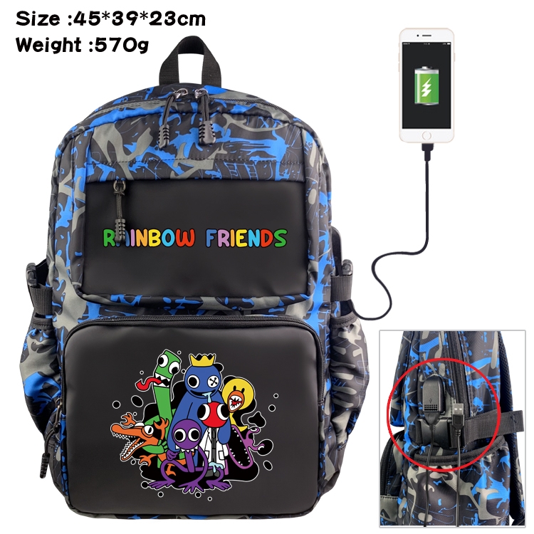 Rainbow Friend Anime waterproof nylon camouflage backpack School Bag 45X39X23CM