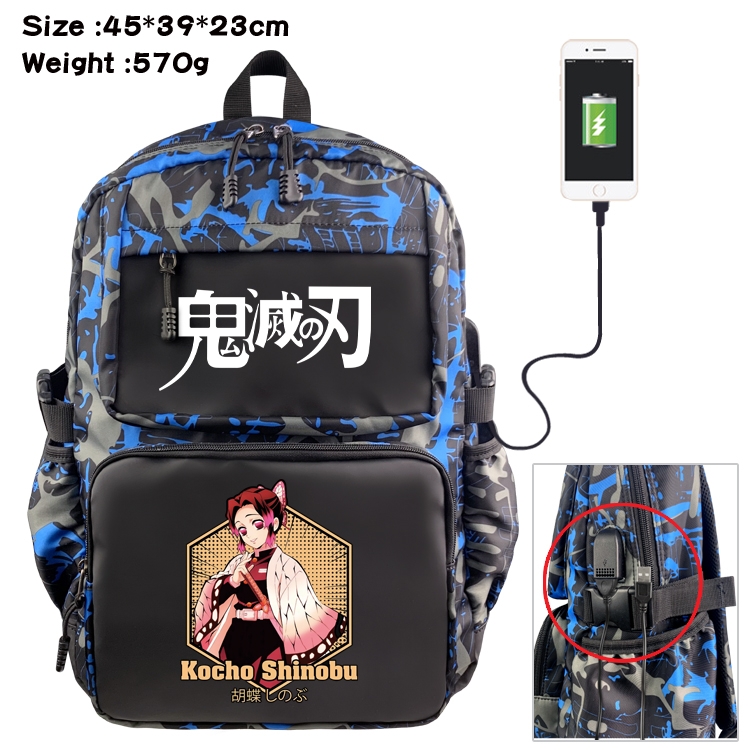 Demon Slayer Kimets Anime waterproof nylon camouflage backpack School Bag 45X39X23CM