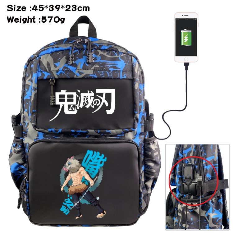 Demon Slayer Kimets Anime waterproof nylon camouflage backpack School Bag 45X39X23CM