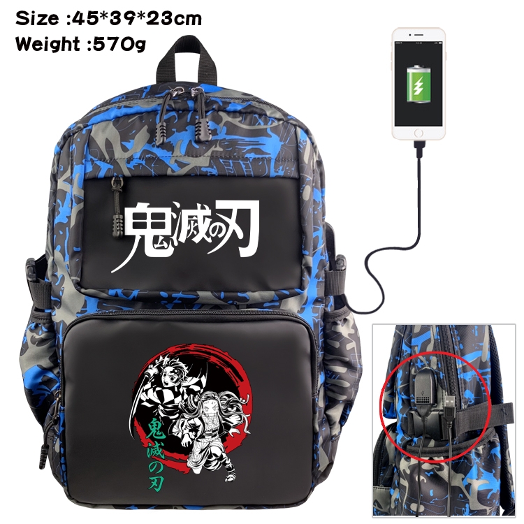 Demon Slayer Kimets Anime waterproof nylon camouflage backpack School Bag 45X39X23CM