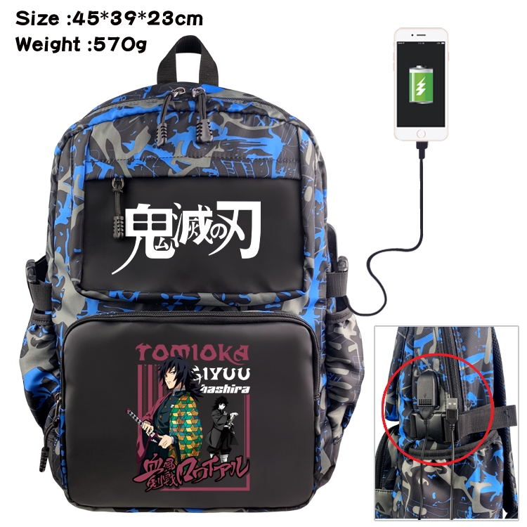 Demon Slayer Kimets Anime waterproof nylon camouflage backpack School Bag 45X39X23CM