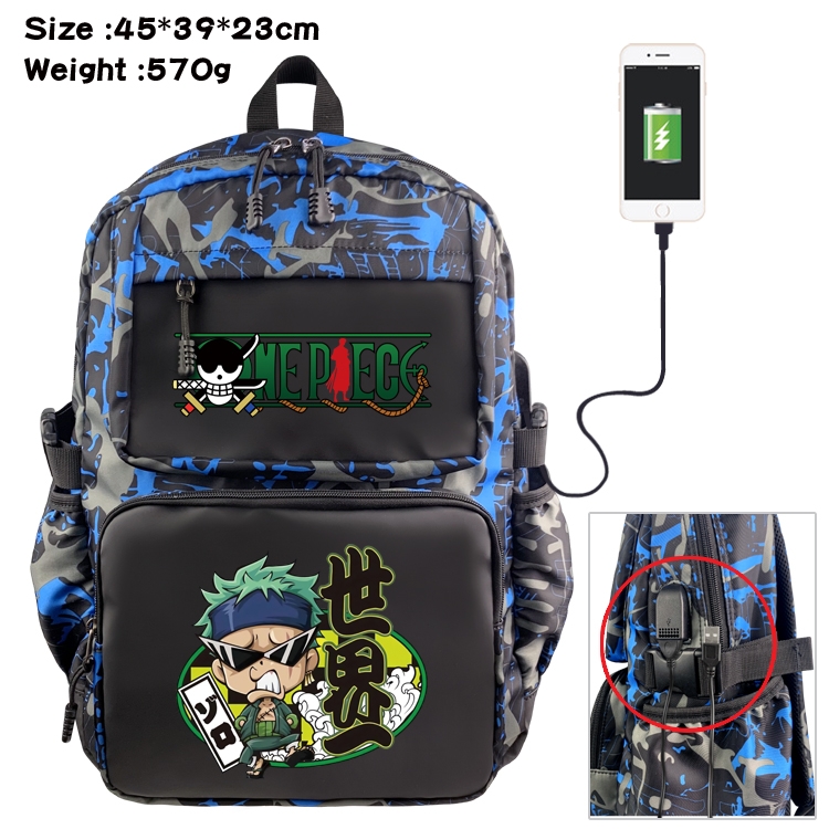 One Piece Anime waterproof nylon camouflage backpack School Bag 45X39X23CM