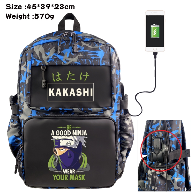 Naruto Anime waterproof nylon camouflage backpack School Bag 45X39X23CM