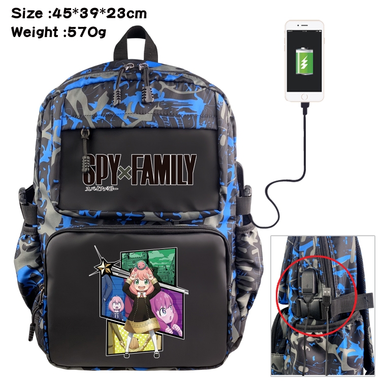 SPY×FAMILY Anime waterproof nylon camouflage backpack School Bag 45X39X23CM