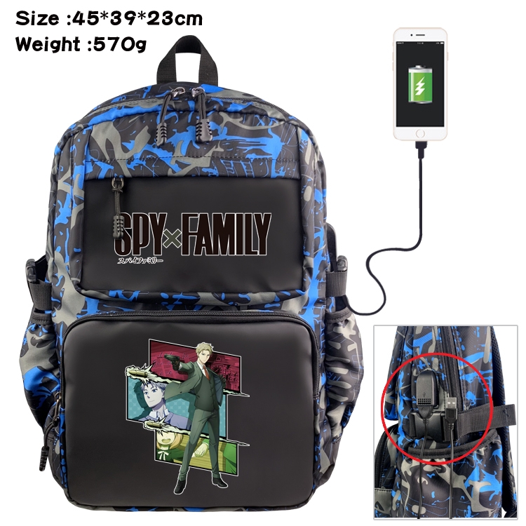 SPY×FAMILY Anime waterproof nylon camouflage backpack School Bag 45X39X23CM