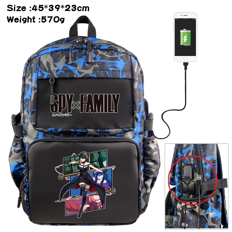 SPY×FAMILY Anime waterproof nylon camouflage backpack School Bag 45X39X23CM