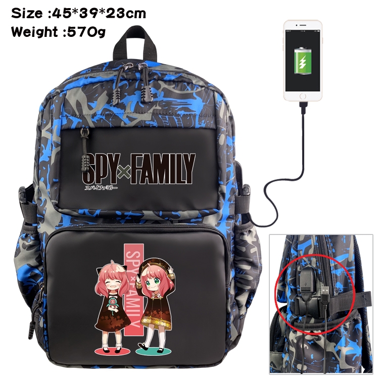 SPY×FAMILY Anime waterproof nylon camouflage backpack School Bag 45X39X23CM