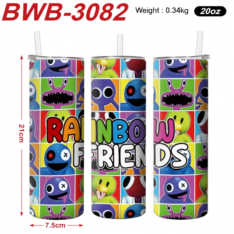 Rainbow Friend Anime printing insulation cup straw cup 21X7.5CM BWB-3082A