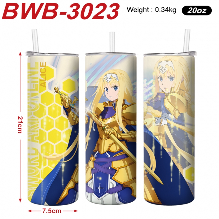 Sword Art Online Anime printing insulation cup straw cup 21X7.5CM BWB-3023A