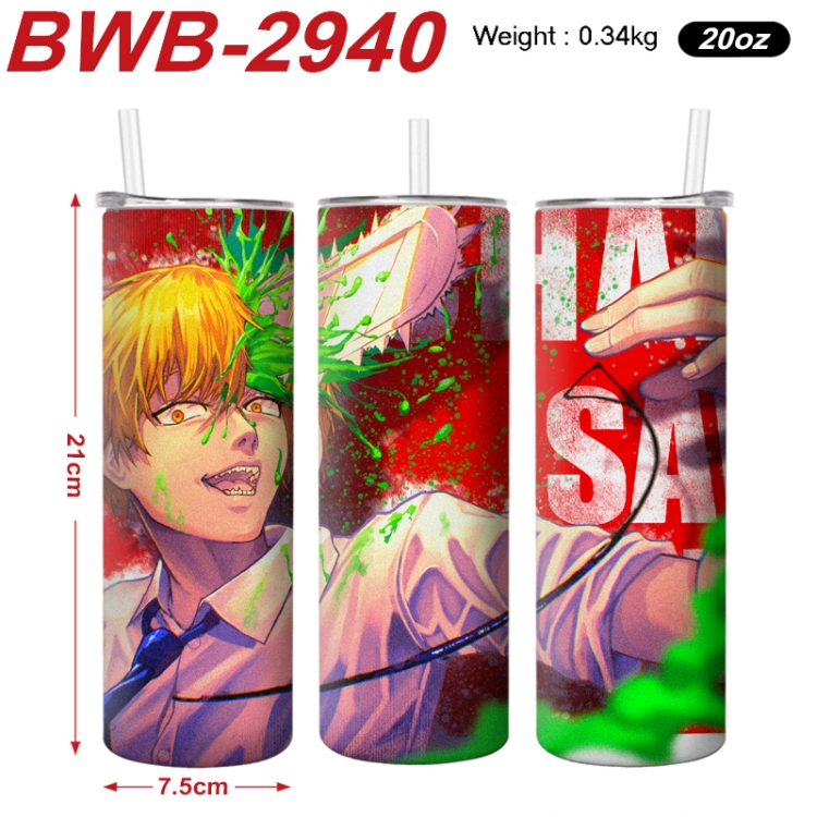 Chainsaw man Anime printing insulation cup straw cup 21X7.5CM BWB-2940A