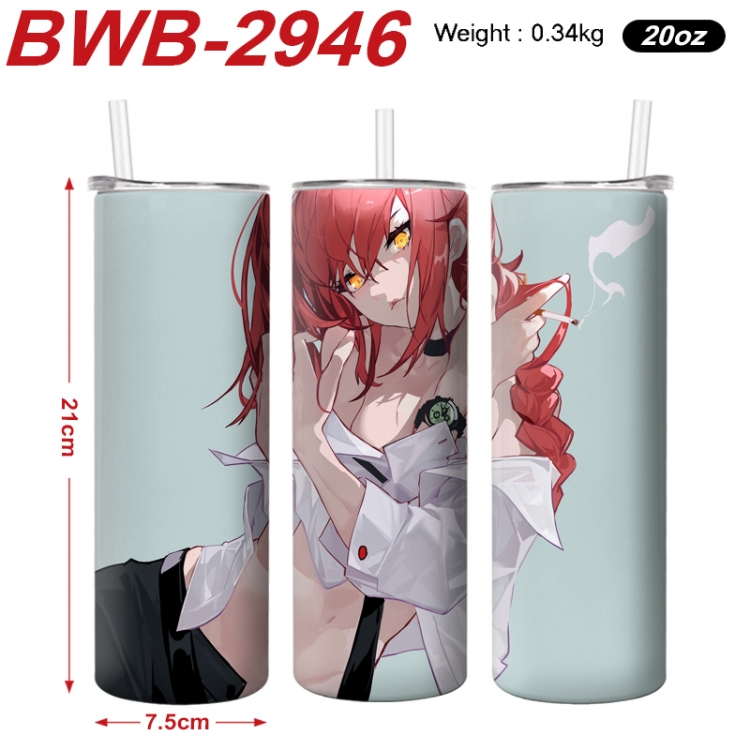 Chainsaw man Anime printing insulation cup straw cup 21X7.5CM BWB-2946A