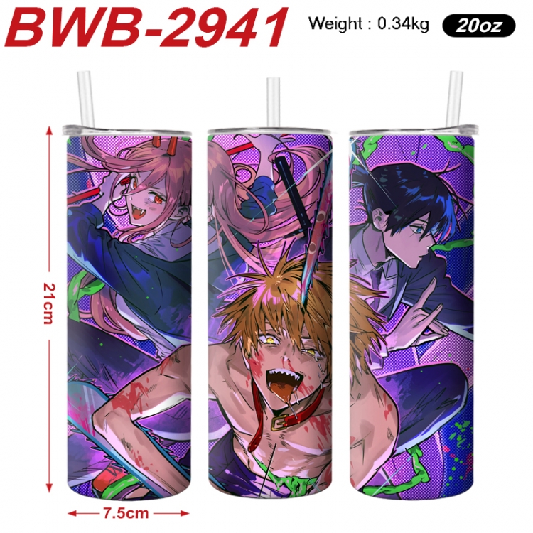 Chainsaw man Anime printing insulation cup straw cup 21X7.5CM  BWB-2941A