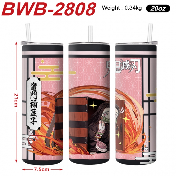 Demon Slayer Kimets Anime printing insulation cup straw cup 21X7.5CM  BWB-2808A