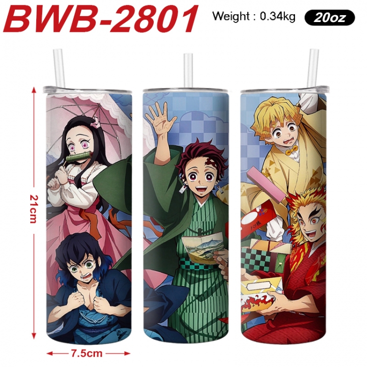 Demon Slayer Kimets Anime printing insulation cup straw cup 21X7.5CM BWB-2801A