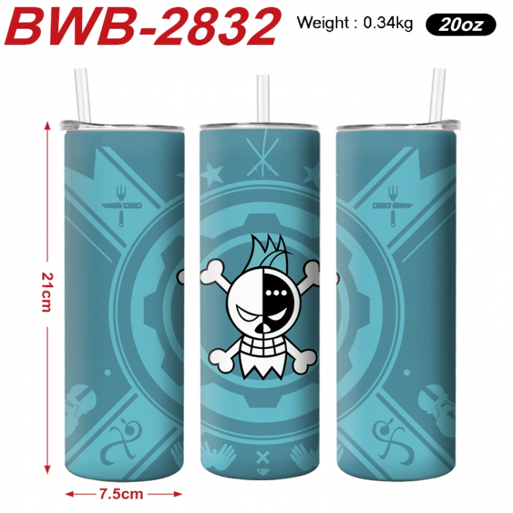 One Piece Anime printing insulation cup straw cup 21X7.5CM BWB-2832A