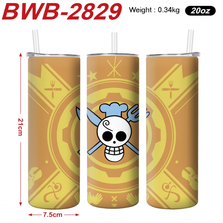 One Piece Anime printing insulation cup straw cup 21X7.5CM BWB-2829A