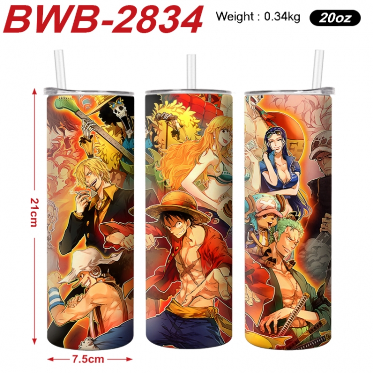 One Piece Anime printing insulation cup straw cup 21X7.5CM BWB-2834A
