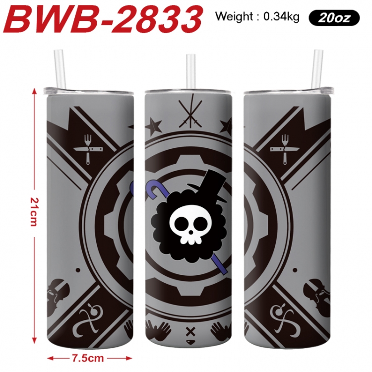 One Piece Anime printing insulation cup straw cup 21X7.5CM BWB-2833A