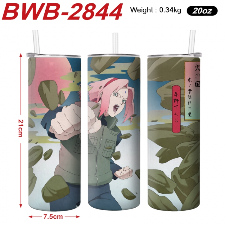 Naruto Anime printing insulation cup straw cup 21X7.5CM BWB-2844A