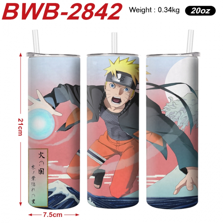 Naruto Anime printing insulation cup straw cup 21X7.5CM BWB-2842A