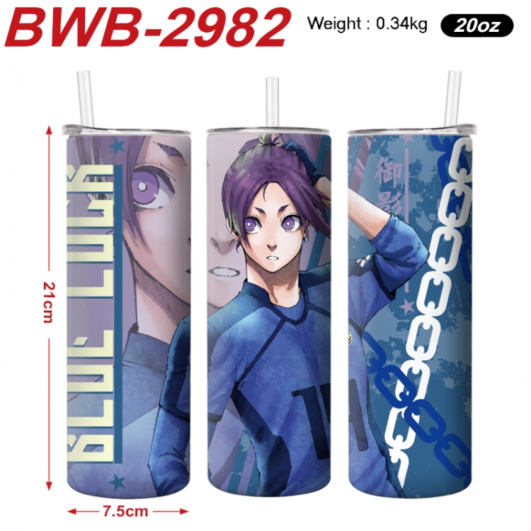 BLUE LOCK Anime printing insulation cup straw cup 21X7.5CM BWB-2982A
