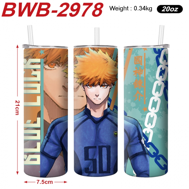 BLUE LOCK Anime printing insulation cup straw cup 21X7.5CM BWB-2978A