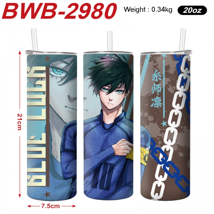 BLUE LOCK Anime printing insulation cup straw cup 21X7.5CM BWB-2980A