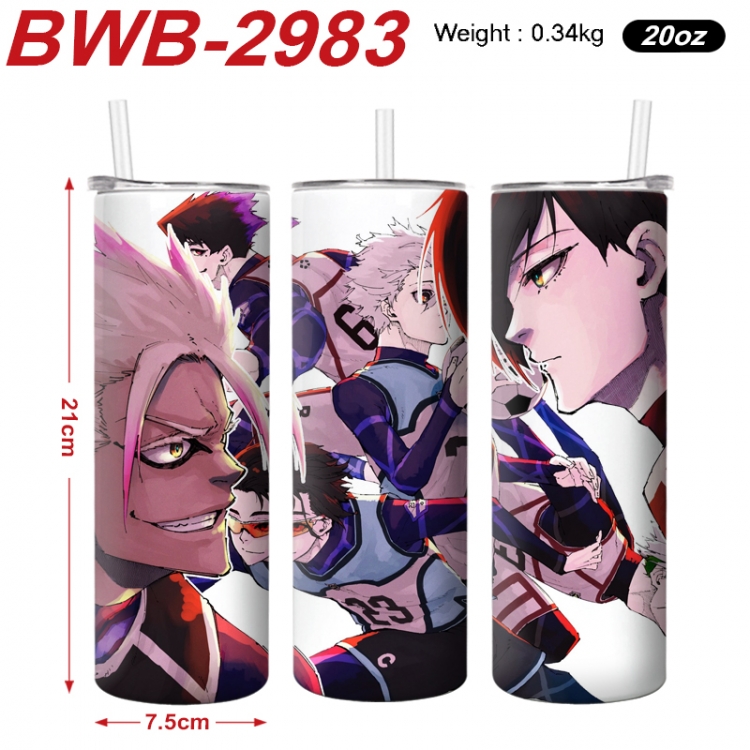 BLUE LOCK Anime printing insulation cup straw cup 21X7.5CM  BWB-2983A