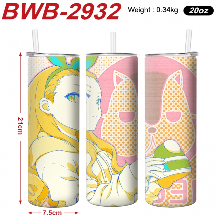 Lycoris Recoil Anime printing insulation cup straw cup 21X7.5CM BWB-2932A