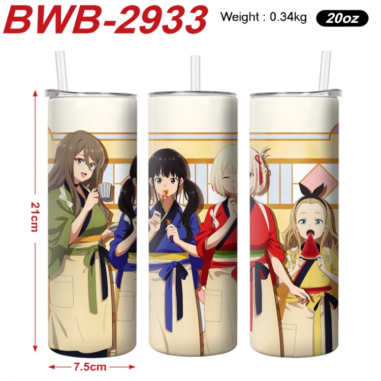 Lycoris Recoil Anime printing insulation cup straw cup 21X7.5CM BWB-2933A
