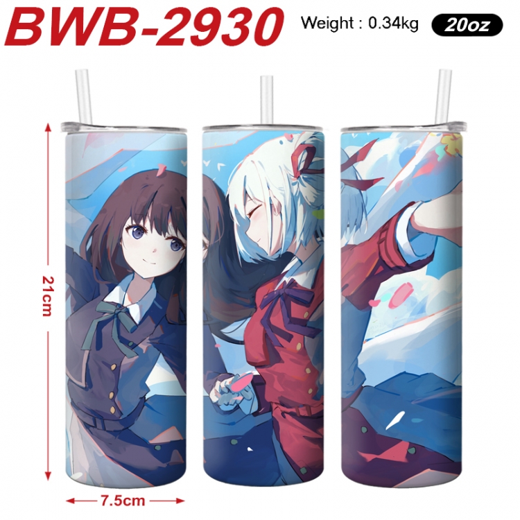 Lycoris Recoil Anime printing insulation cup straw cup 21X7.5CM  BWB-2930A