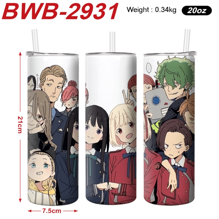 Lycoris Recoil Anime printing insulation cup straw cup 21X7.5CM