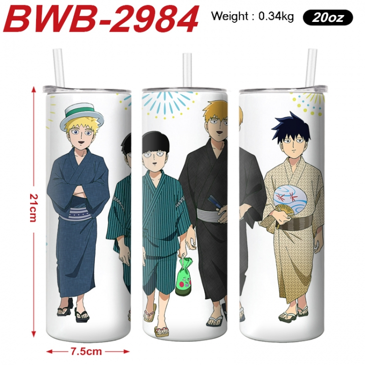 Mob Psycho 100 Anime printing insulation cup straw cup 21X7.5CM BWB-2984A