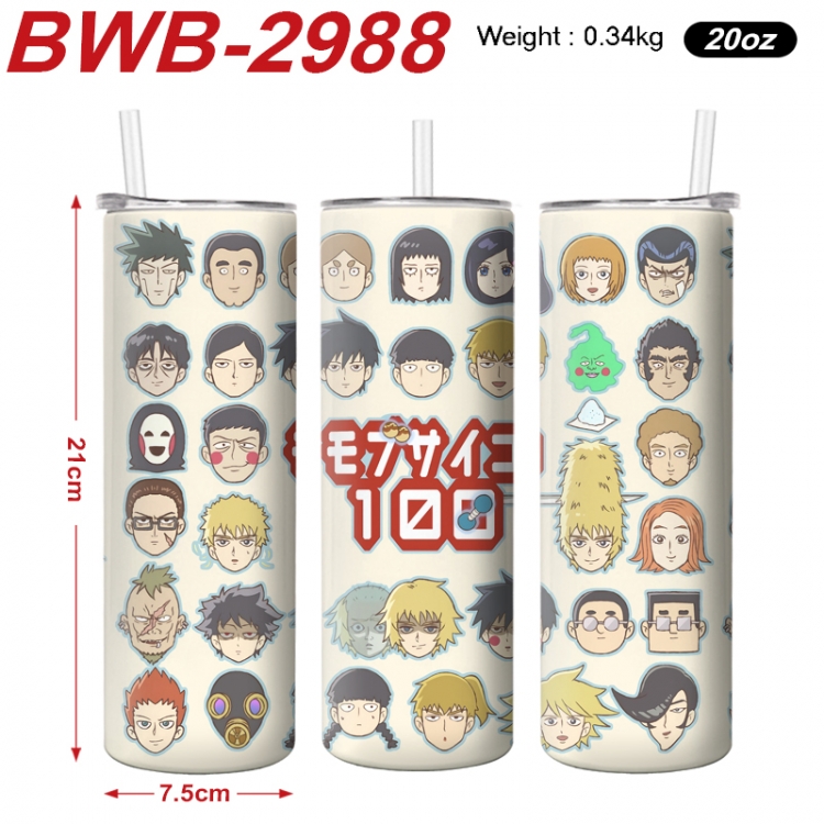 Mob Psycho 100 Anime printing insulation cup straw cup 21X7.5CM  BWB-2988A