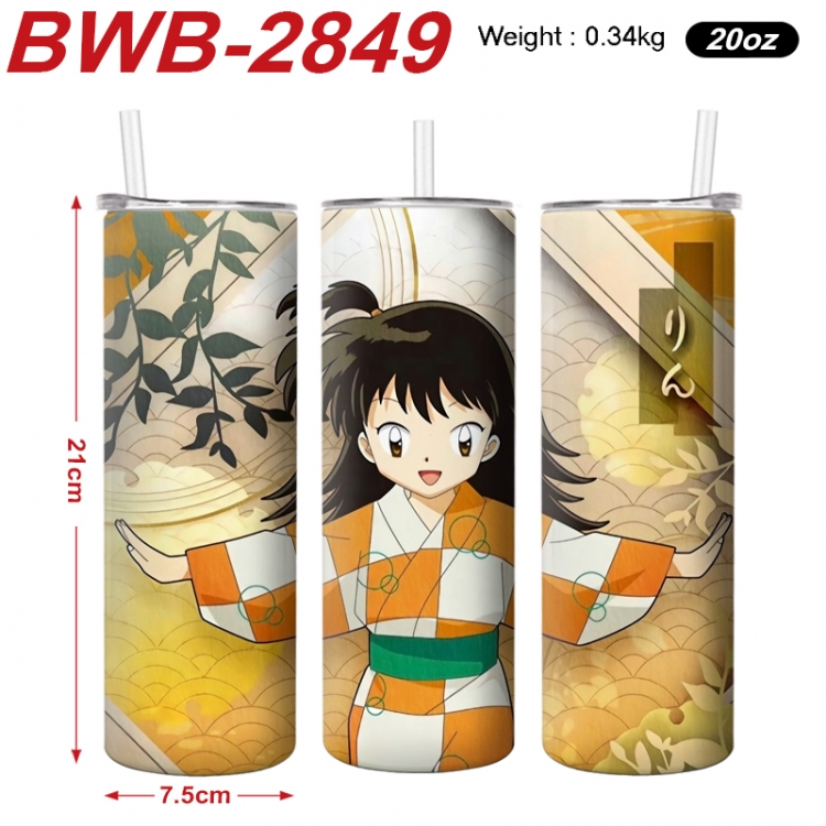 Inuyasha Anime printing insulation cup straw cup 21X7.5CM BWB-2849A
