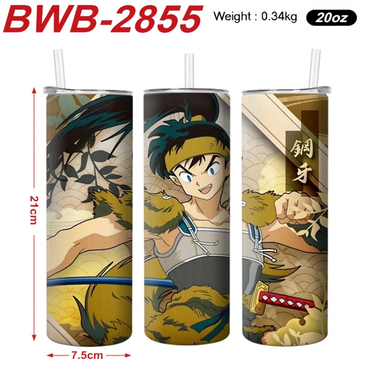 Inuyasha Anime printing insulation cup straw cup 21X7.5CM BWB-2855A