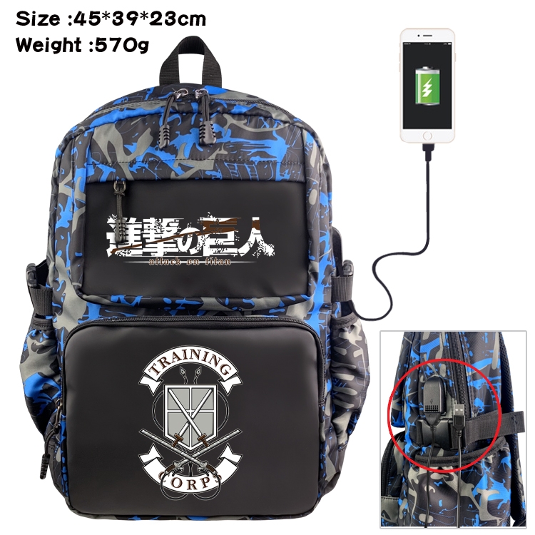 Shingeki no Kyojin Anime waterproof nylon camouflage backpack School Bag 45X39X23CM