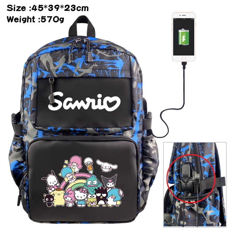 sanrio Anime waterproof nylon camouflage backpack School Bag 45X39X23CM