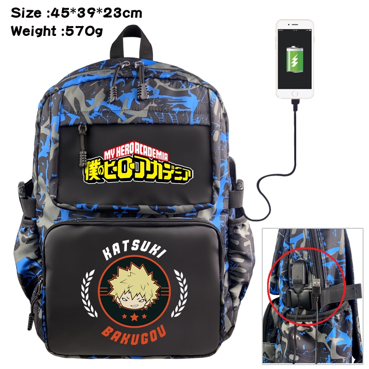 My Hero Academia Anime waterproof nylon camouflage backpack School Bag 45X39X23CM