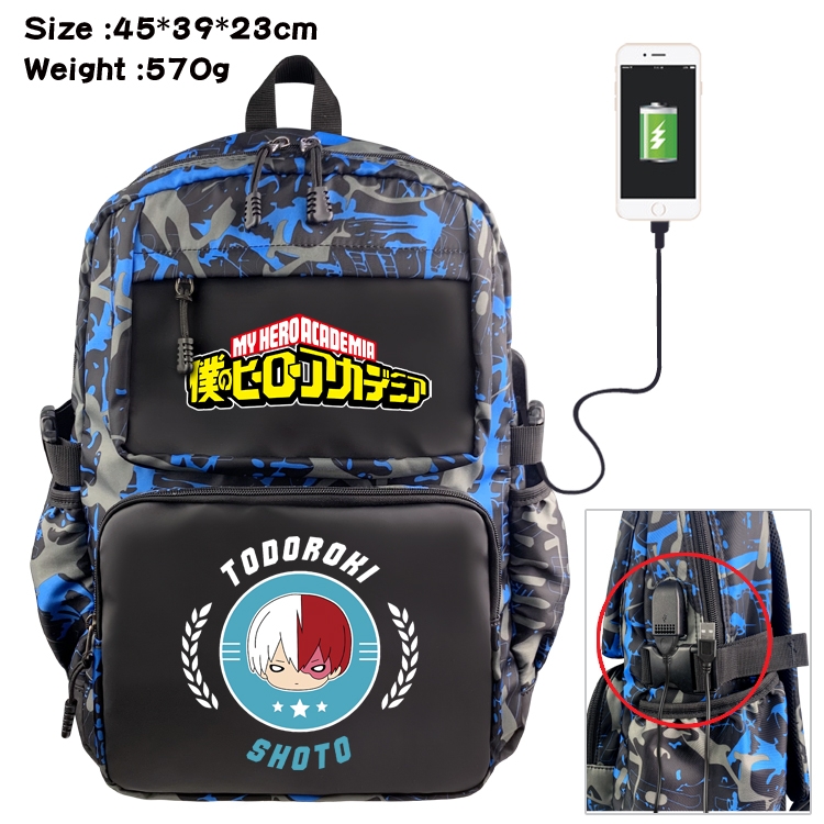 My Hero Academia Anime waterproof nylon camouflage backpack School Bag 45X39X23CM