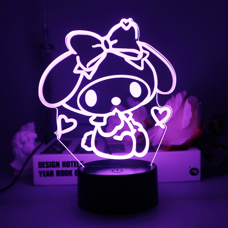 Melody 3D night light USB touch switch colorful acrylic table lamp BLACK BASE