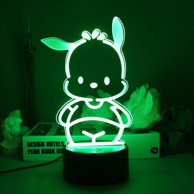 Pochacco 3D night light USB touch switch colorful acrylic table lamp BLACK BASE